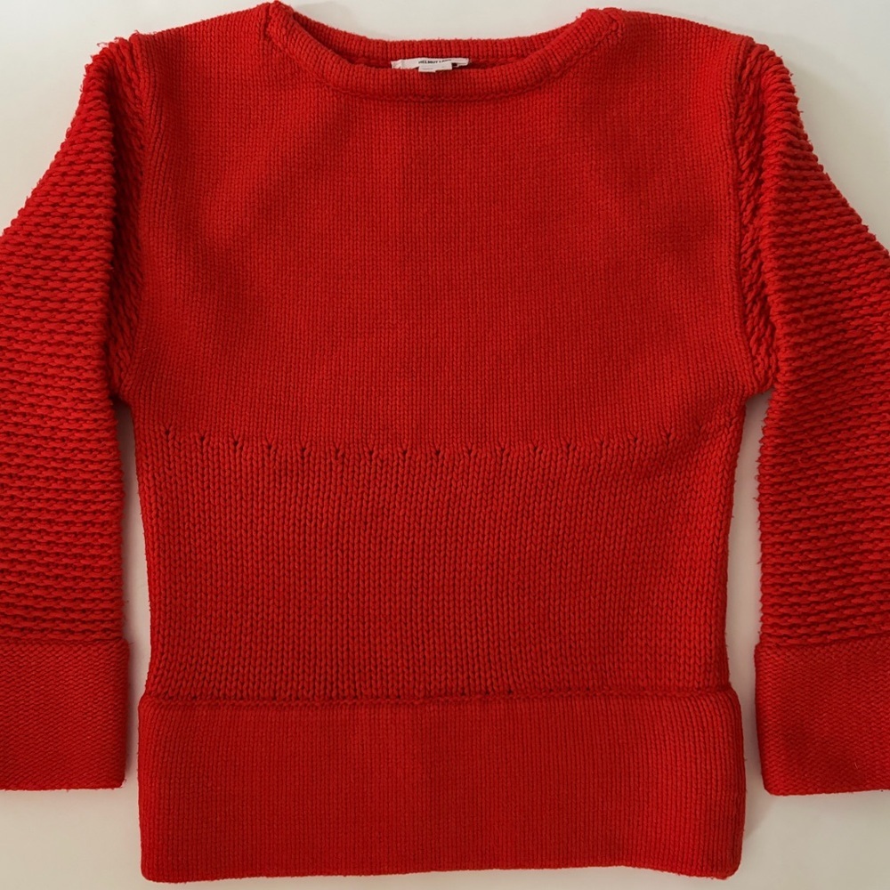 Helmut Lang Sweater Red Chunky Wool Opacity Intarsia Sweater size Small - Picture 7 of 13